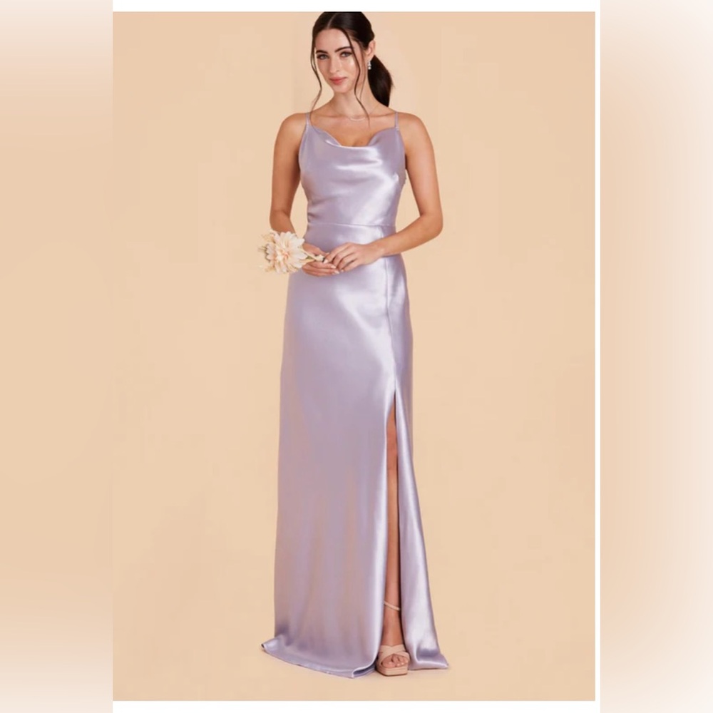 Birdy Grey Lisa Long Dress in dusty lilac shiny satin